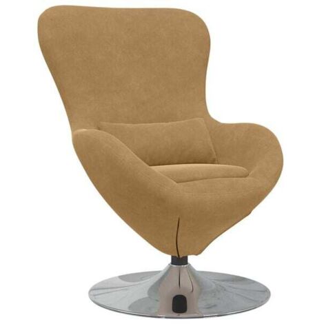 Fauteuil en velours marron en forme d'œuf