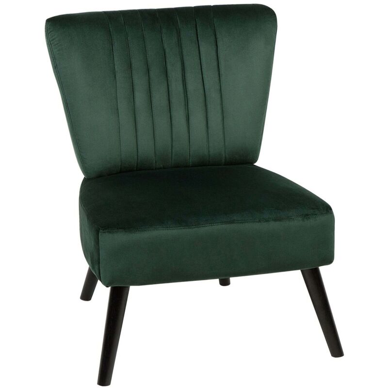 Beliani - Fauteuil en Velours Vert avec Pieds en Bois et Rembourrage Épais pour Salon au Style Glamour Moderne