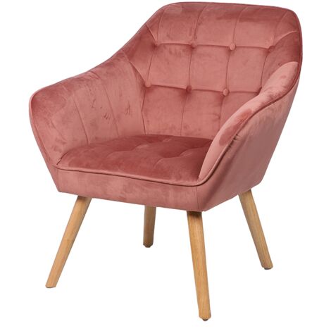 Fauteuil En Velours Oly Rose Atmosphera