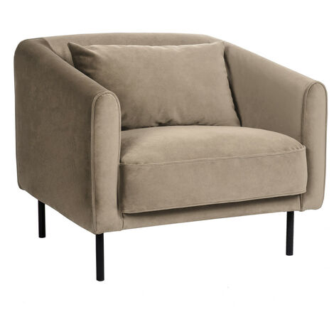 Fauteuil en velours pieds droits en métal - Beige - WINSEN