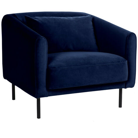 Fauteuil en velours pieds droits en métal - Bleu marine - WINSEN