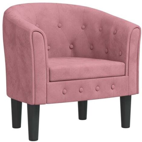 Fauteuil en velours rose