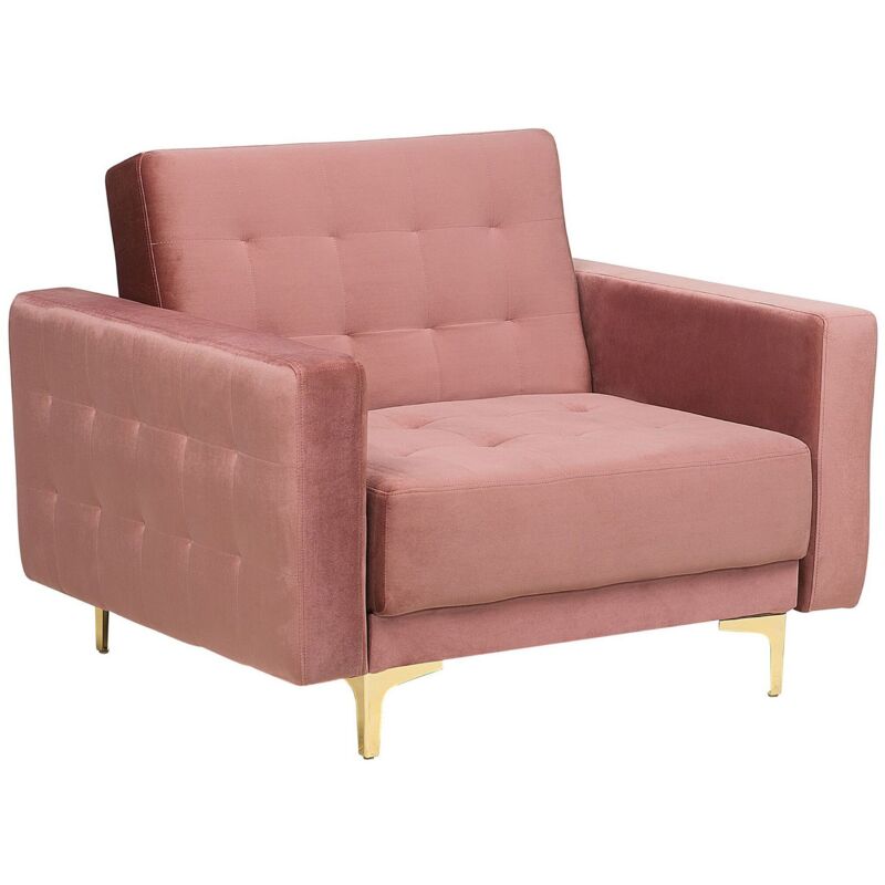 Fauteuil Dossier Réglable en Velours Rose Classique Accoudoirs Hauts Aberdeen