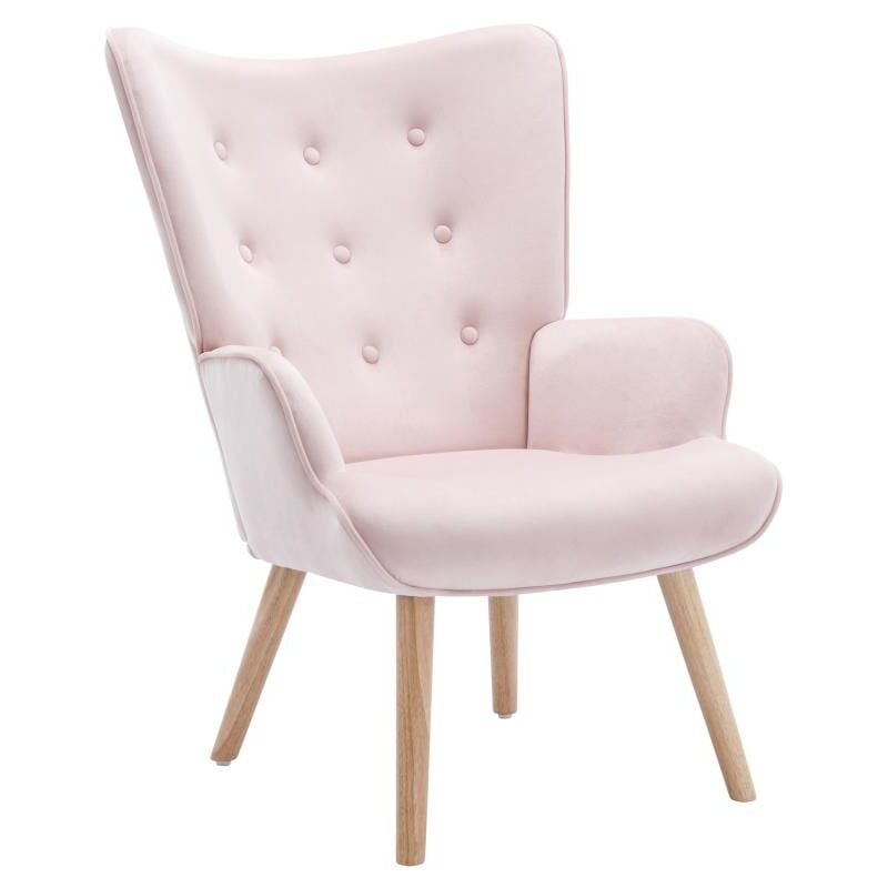 Fauteuil en velours rose vately