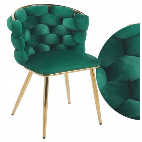 Fauteuil en velours vert entrelacé sur structure dorée K47-FX (G) Furnitex