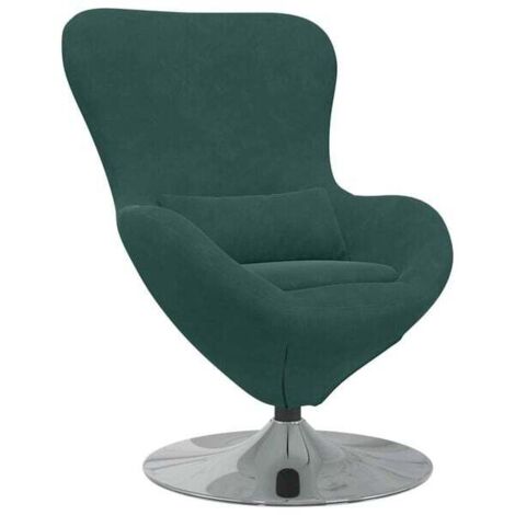 Fauteuil en velours vert foncé en forme d'œuf