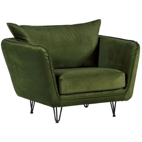 Fauteuil en velours vert kaki EPIKA