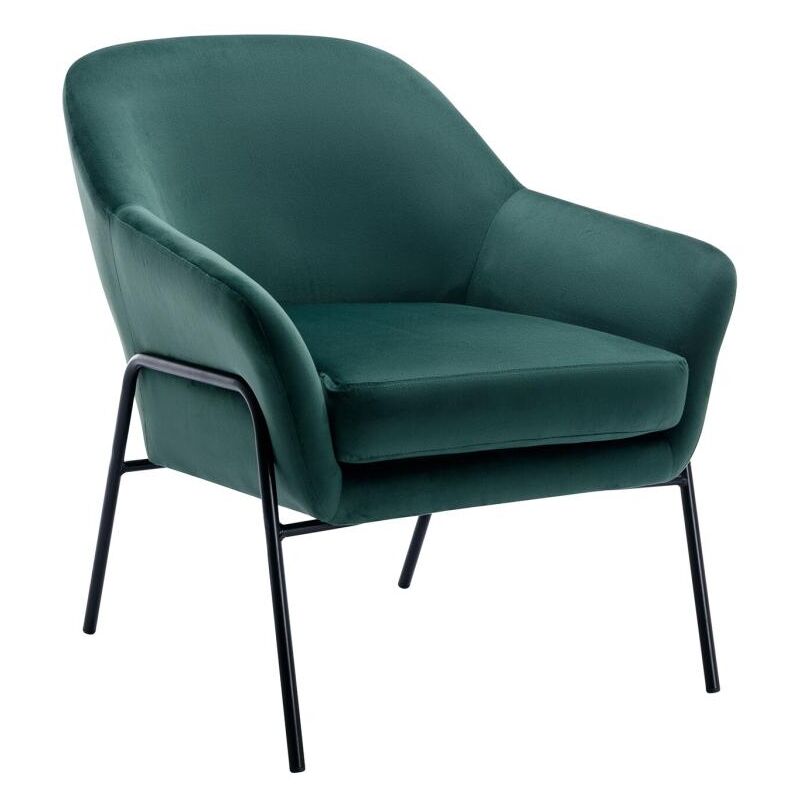 Vente-unique - Fauteuil en velours vert sapin cerita