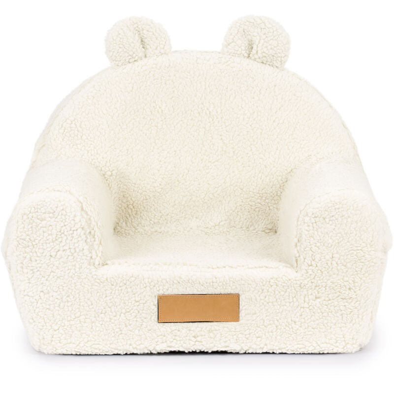 Fauteuil enfant avec oreilles, beige clair, matière peau de mouton