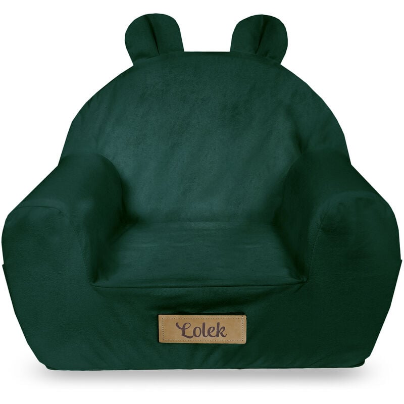 Flumi - Fauteuil enfant avec oreilles vert bouteille