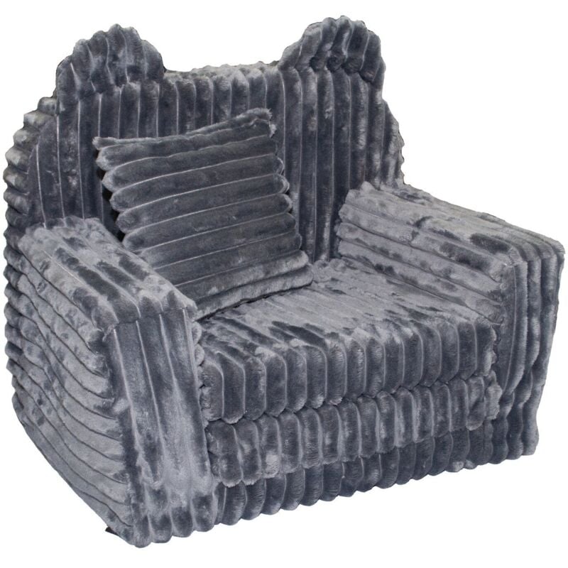 Viking Choice - Fauteuil enfant - canapé lit - velours côtelé - 51x40x41cm - gris