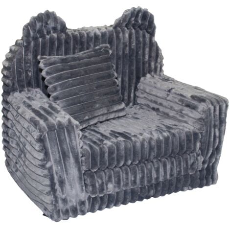 VIKING CHOICE Fauteuil enfant - canapé lit - velours côtelé - 51x40x41cm - gris