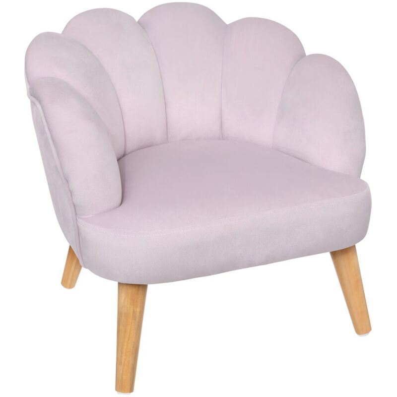 Fauteuil enfant coquillage en tissu coloris Violet et bois - Longueur 44 x Profondeur 43 x Hauteur 46 cm