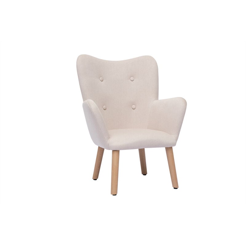 Fauteuil enfant scandinave en tissu rose poudré et bois clair baby bristol