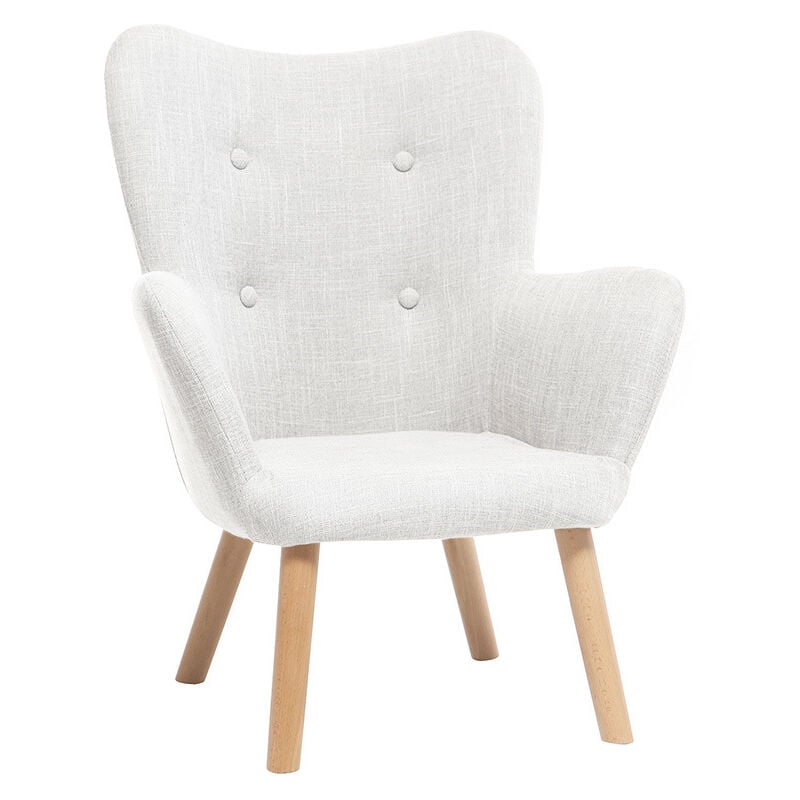 Fauteuil enfant scandinave en tissu gris polaire et bois clair BABY BRISTOL
