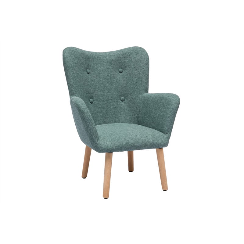 Fauteuil enfant scandinave en tissu vert de gris et bois clair baby bristol
