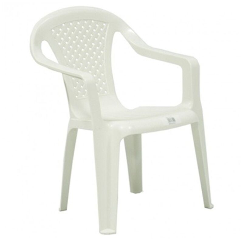 Children's Plastic Chair with Armrests - White - 38x38x52 cm