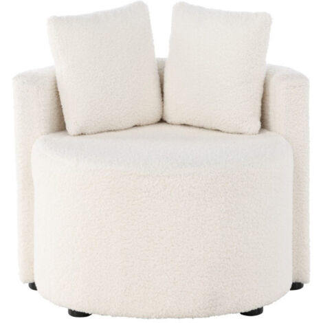 Fauteuil Enfant en Bouclette "Kelso" 59cm Blanc