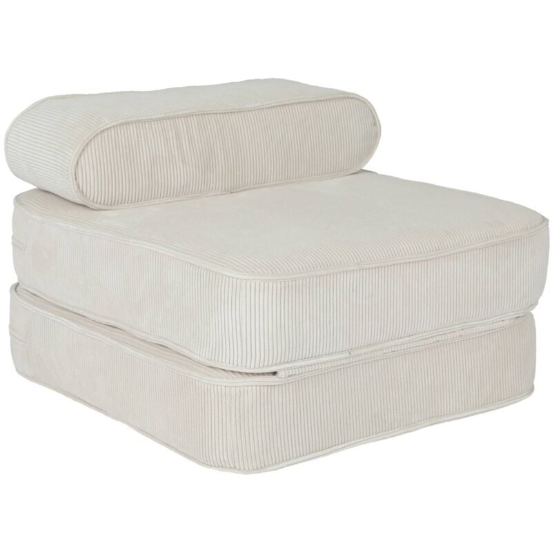 Fauteuil enfant en velours côtelé dépliable. couleur crème. l 66 x p 62 x h 43.5 cm