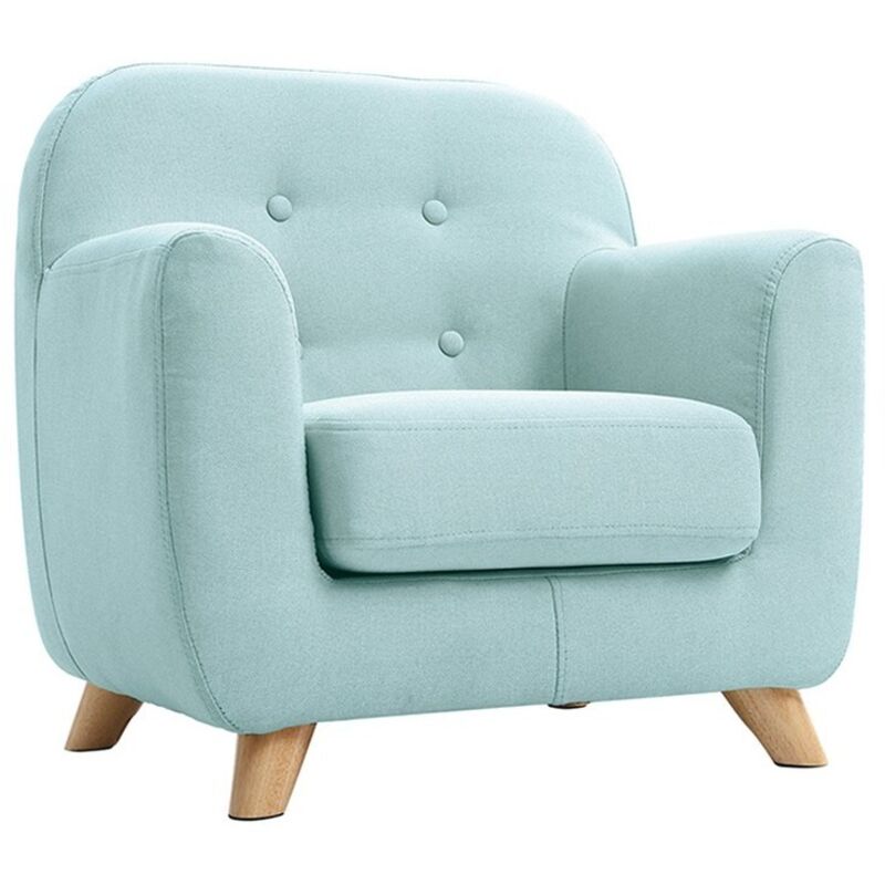Miliboo - Fauteuil enfant scandinave en tissu menthe à l'eau et bois clair norkid