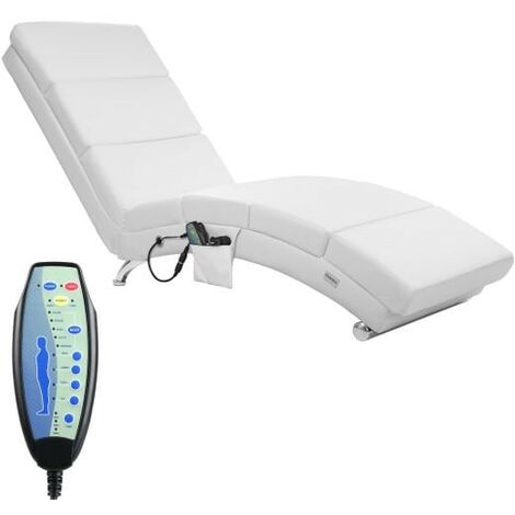Fauteuil Ergonomique Simili Cuir blanc. MASSAGE et Chauffant avec télécommande