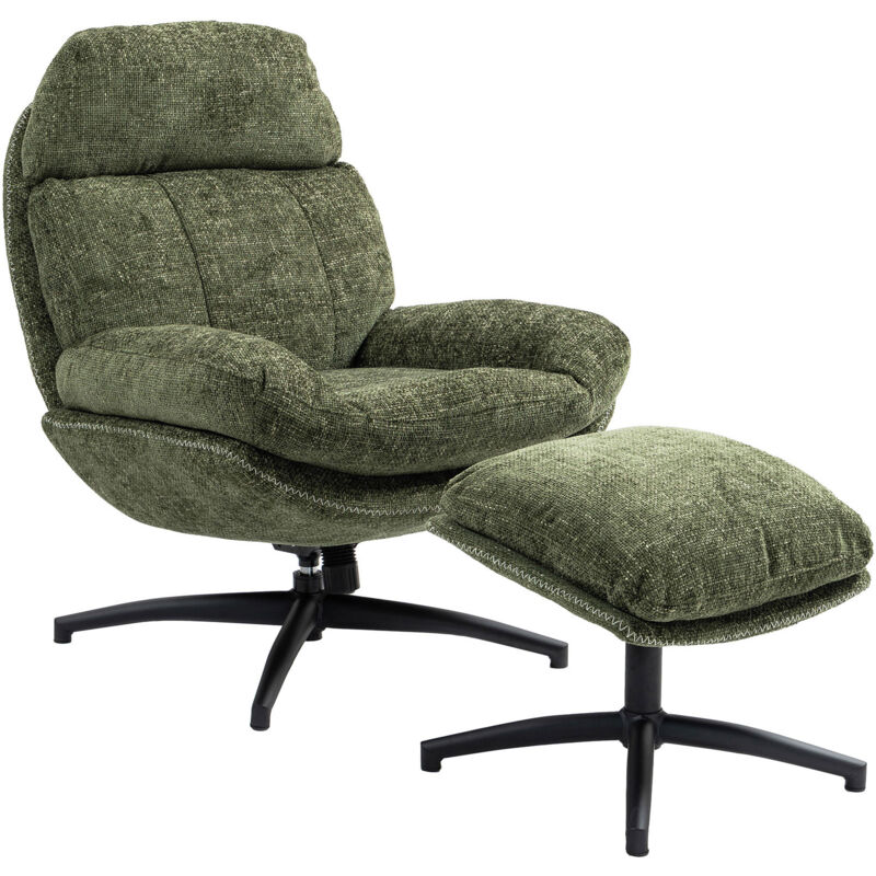 M&s - Fauteuil et repose pied en tissu kaki chiné - atlas M&s - Fauteuil et repose pied en tissu kaki chiné - atlas