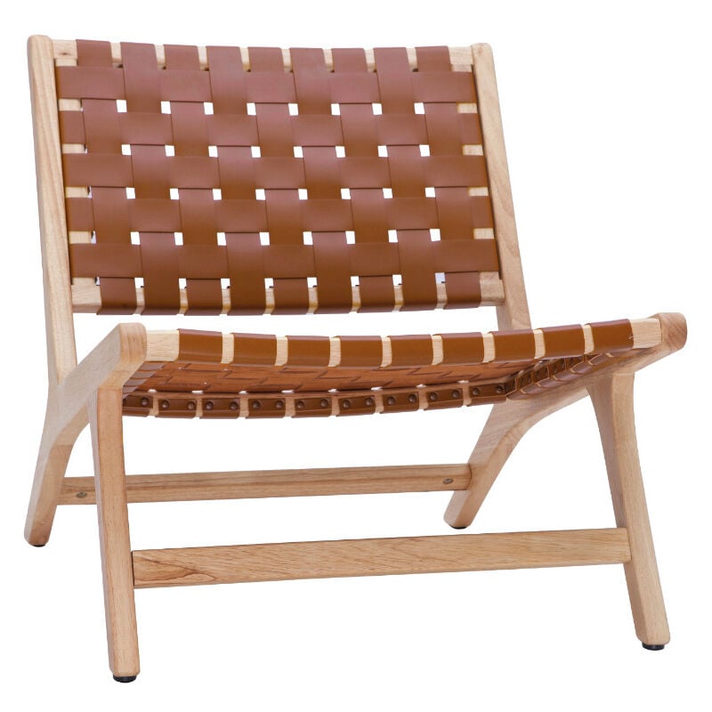 Miliboo - Fauteuil ethnique en bois et sangles tressées marron bondi