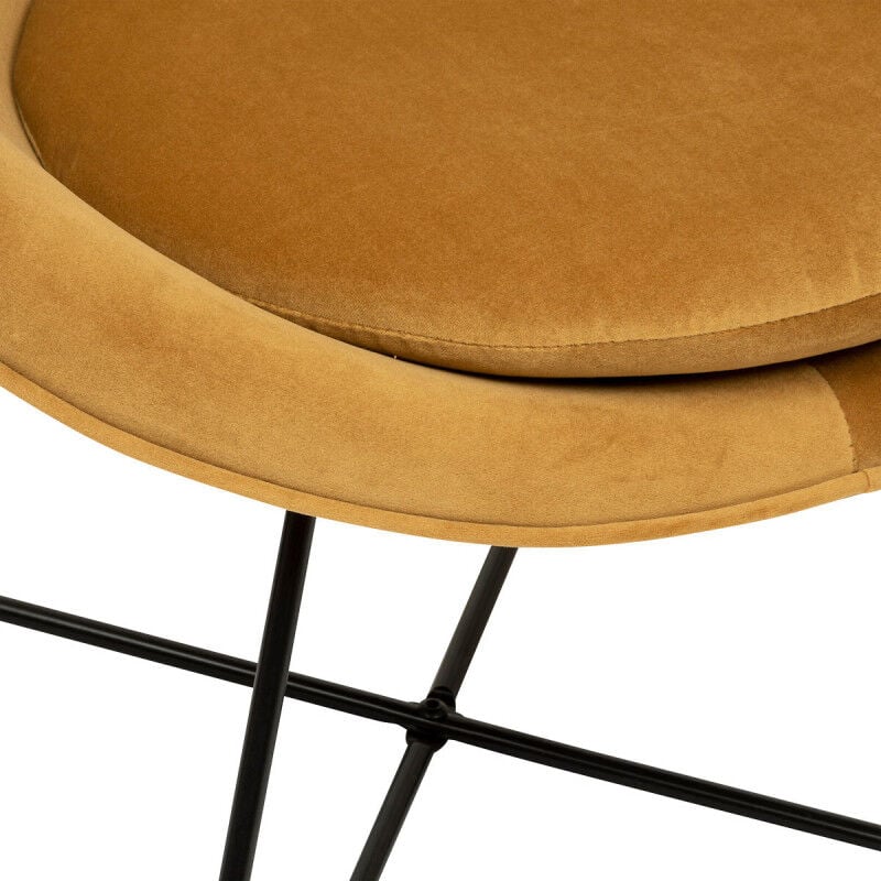 Atmosphera Créateur D'intérieur - Fauteuil Evan en velours & pieds or Atmosphera - Couleur: Ocre - Ocre