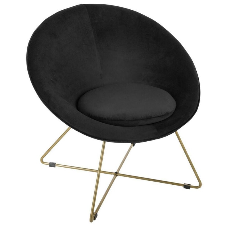Atmosphera - Fauteuil evan en velours & pieds or noir