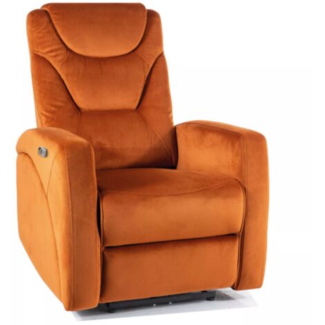 Fauteuil extensible en velours "Kronos" - Velvet - Orange - l 79 x H 107 cm - Livraison gratuite
