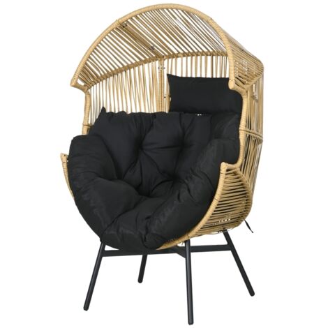 Fauteuil extérieur en rotin Fauteuil de jardin,Rotin d’EP,89 cm x 75 cm x 143 cm,Naturel + Noir