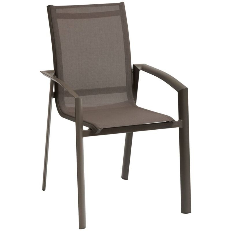 Hesperide - Fauteuil de jardin empilable Axant wengé & praline en aluminium traité époxy - Hespéride