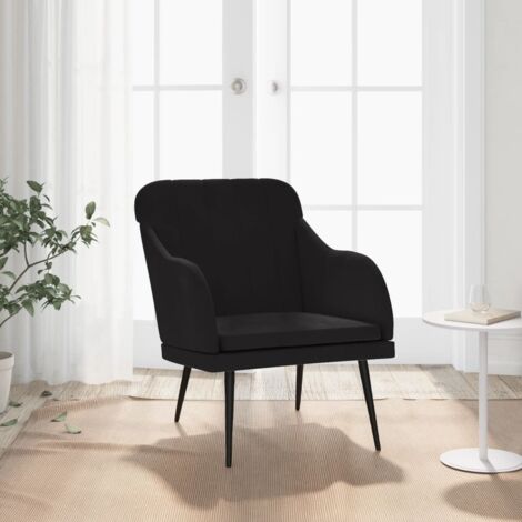 Fauteuil Fauteuil de Relaxation Fauteuil Salon Noir 63x76x80 cm Velours 36146