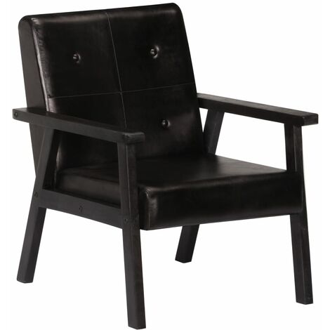 Fauteuil Fauteuil de Relaxation Fauteuil Salon Noir Cuir véritable 38940