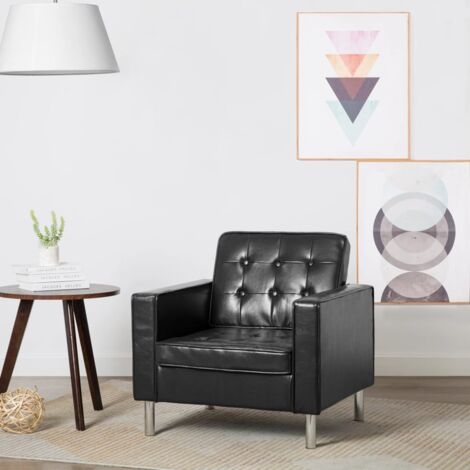 Fauteuil Fauteuil de Relaxation Fauteuil Salon Noir Similicuir 50909