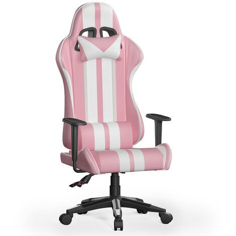 Fauteuil Gamer - BIGZZIA - Chaise Gaming Ergonomique - avec appui-tête et oreiller lombaires - Inclinable 90 °-135 °