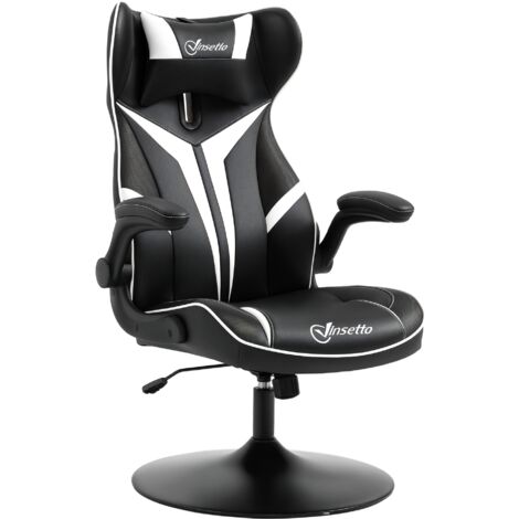 Fauteuil gamer chaise de jeu gaming pivotante ergonomique hauteur réglable accoudoirs revelables coussin têtière inclus