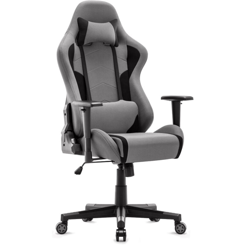 Intimate Wm Heart - Chiase Gaming en Tissu, Racing Fauteuil de Bureau Ergonomique,Siège Pivotant , Gris