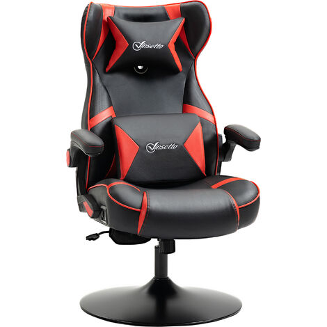 Fauteuil gaming fauteuil de bureau gamer fonction audio pivotant réglable accoudoirs relevables rouge noir - Rouge