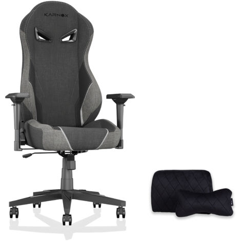 Fauteuil gaming KARNOX tissu gris foncé 155° inclinaison verrouillage, chaise bureau ergonomique grande taille design racing
