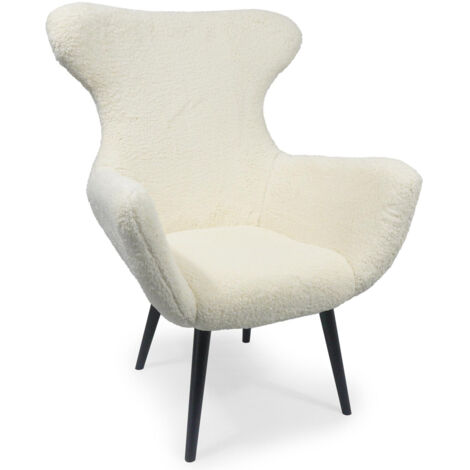 Fauteuil Geo Tissu Effet peau de mouton Crème