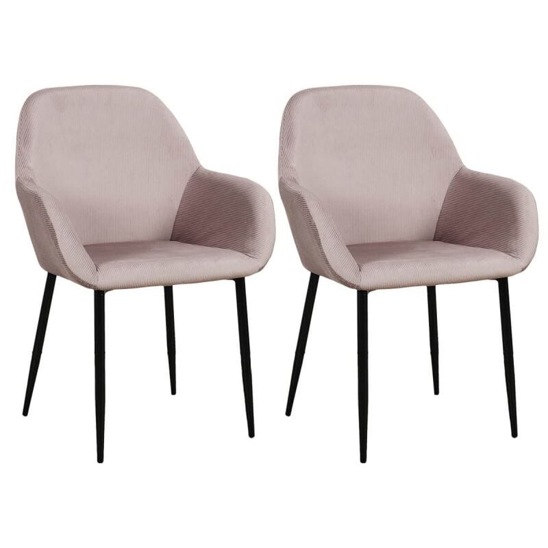 Lot De 2 Fauteuils En Velours Côtelé Giulia Rose Home Deco Factory