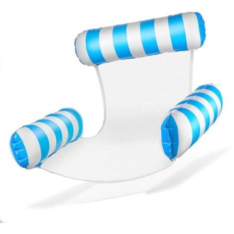 Fauteuil gonflable de piscine avec dossier et accoudoirs, siège flottant, chaise longue gonflable pour piscine (rayures bleues)
