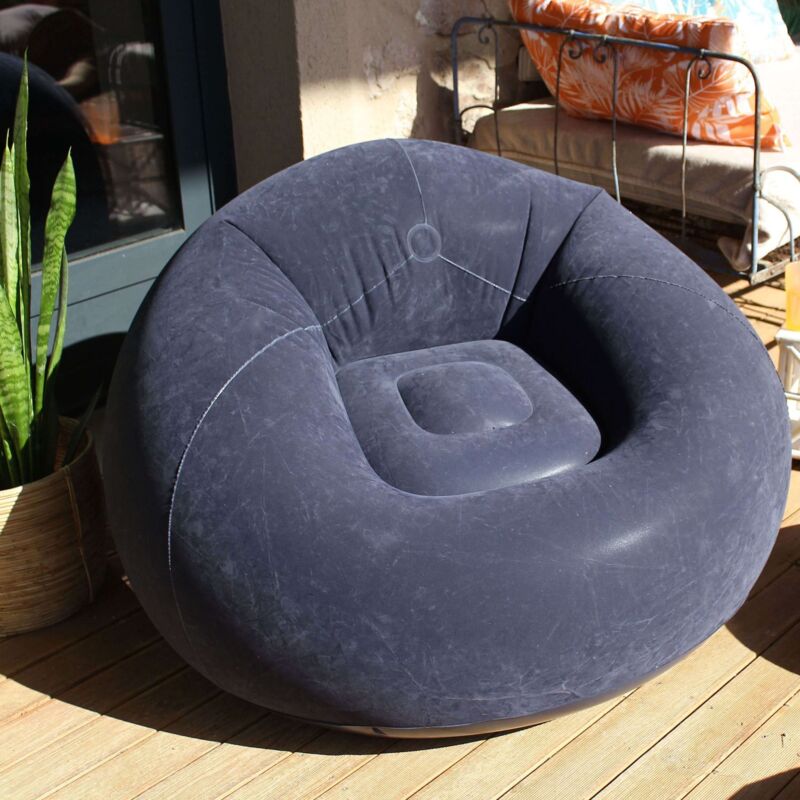 Fauteuil gonflable gris foncé 90x90cm - 90x90cm - Gris anthracite