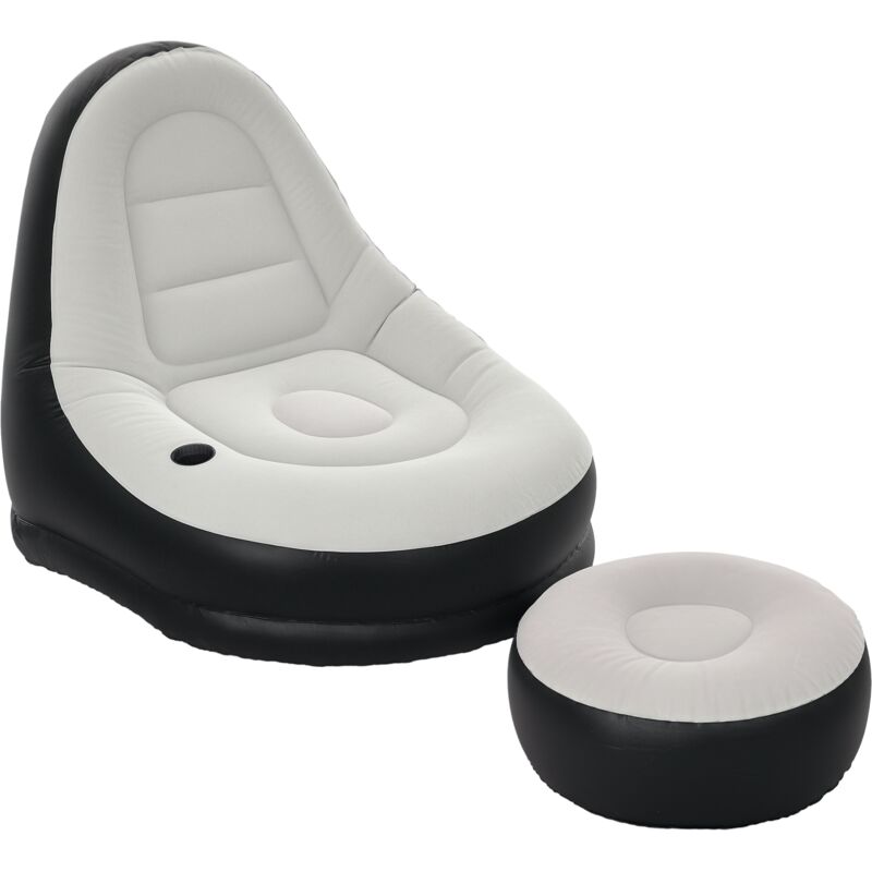 Outsunny - Fauteuil gonflable ultra détente avec repose-pieds pvc flocage grand confort