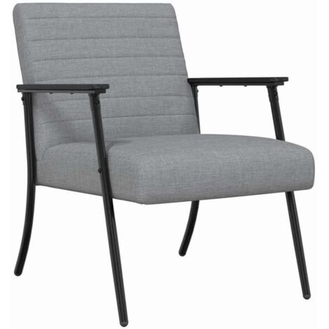 Fauteuil gris clair, 59 x 75 x 78 cm, recouvert de tissu.