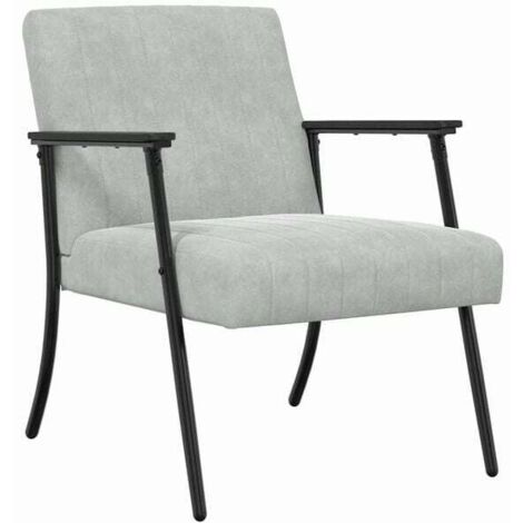 Fauteuil gris clair, 59 x 75 x 78 cm, velours.