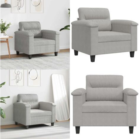Fauteuil gris clair 60 cm tissu microfibre - Fauteuil - Canapé - Chaise Relaxante - Mobilier Intérieur - Décoration Intérieure - Home & Living