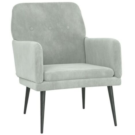 Fauteuil gris clair, 62x79x79 cm, velours.