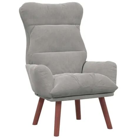 Fauteuil gris clair, 69 x 74 x 93 cm, velours.